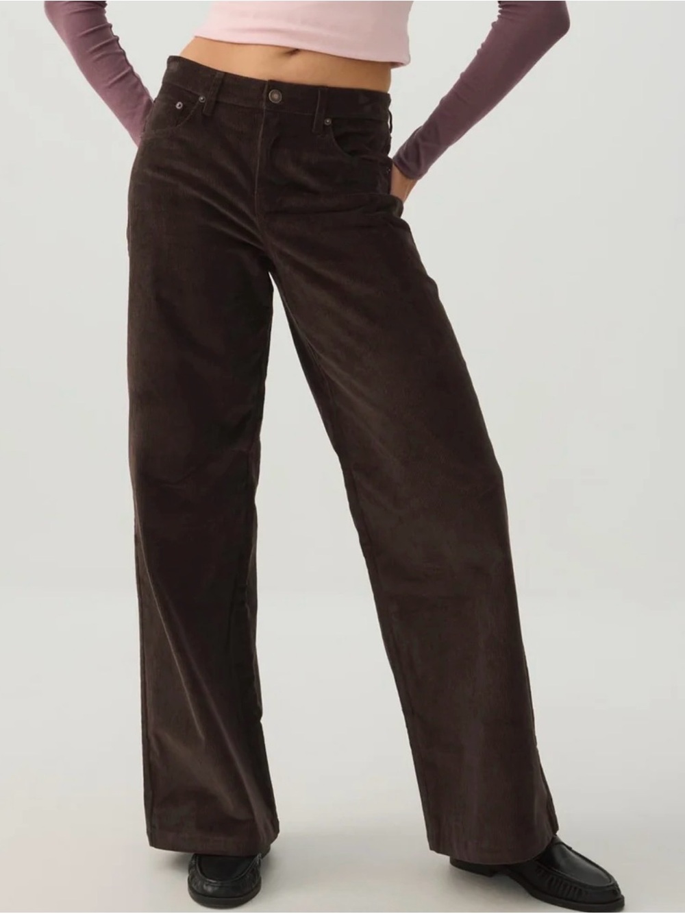 Ardene Dark Brown Wide-Leg Corduroy Pants